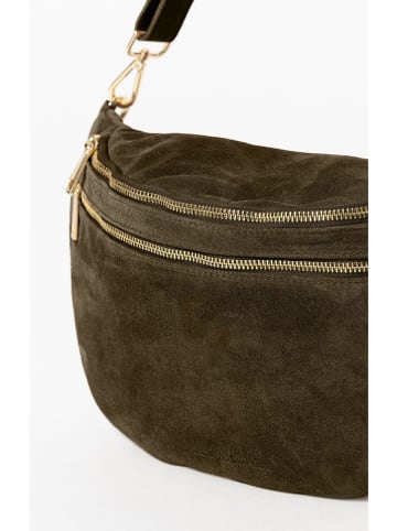 Anna Morellini Leren borstbuidel "Lolanda" kaki - (B)36 x (H)22 x (D)12 cm