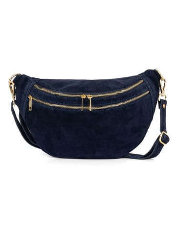 Anna Morellini Leder-Brustbeutel "Lolanda" in Blaugrau - (B)36 x (H)22 x (T)12 cm