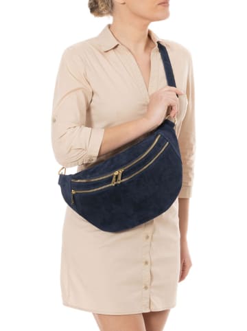 Anna Morellini Leren borstbuidel "Lolanda" blauwgrijs - (B)36 x (H)22 x (D)12 cm