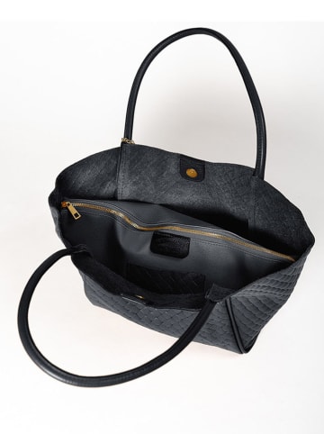 Anna Morellini Leder-Schultertasche "Magliana" in Schwarz - (B)38 x (H)30 x (T)2 cm