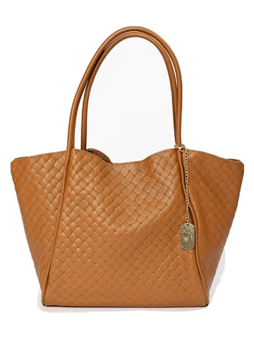 Anna Morellini Leder-Schultertasche "Magliana" in Camel - (B)38 x (H)30 x (T)2 cm