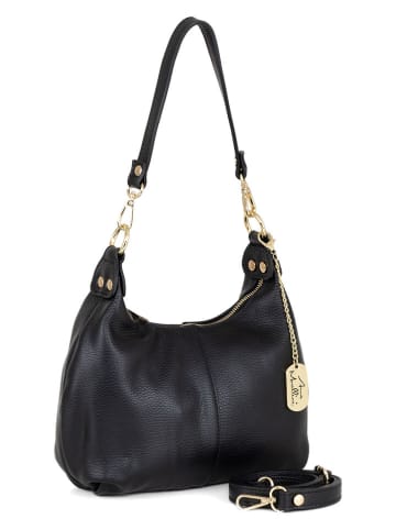 Anna Morellini Leder-Schultertasche "Savina" in Schwarz - (B)24 x (H)17 x (T)10 cm