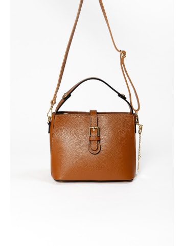 Anna Morellini Leder-Schultertasche "Adelma" in Hellbraun - (B)25 x (H)20 x (T)14 cm