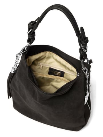 Anna Morellini Leder-Schultertasche "Forena" in Anthrazit - (B)32 x (H)25 x (T)11 cm