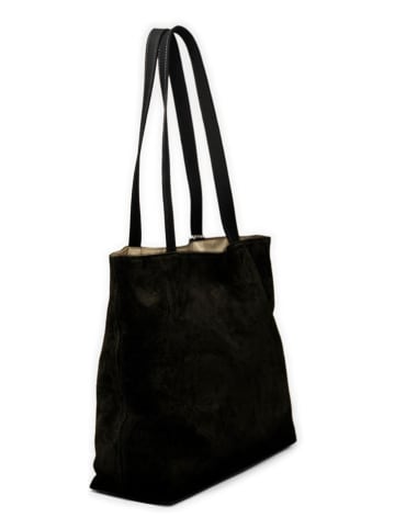 Anna Morellini Leder-Schultertasche "Fiorisa" in Schwarz - (B)34 x (H)30 x (T)14 cm