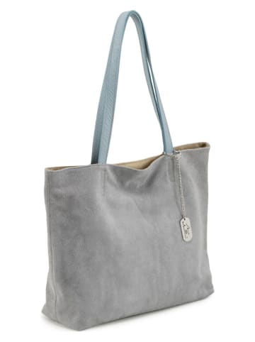 Anna Morellini Leren schoudertas "Fiorisa" lichtgrijs - (B)34 x (H)30 x (D)14 cm