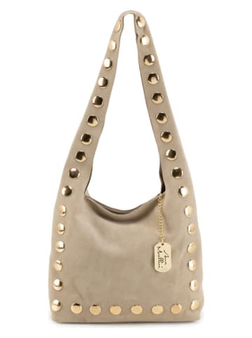 Anna Morellini Leder-Schultertasche "Lania" in Taupe - (B)25 x (H)22 x (T)9 cm