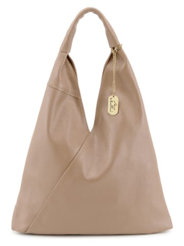 Anna Morellini Leren schoudertas "Chersilina" taupe - (B)40 x (H)48 x (D)2 cm