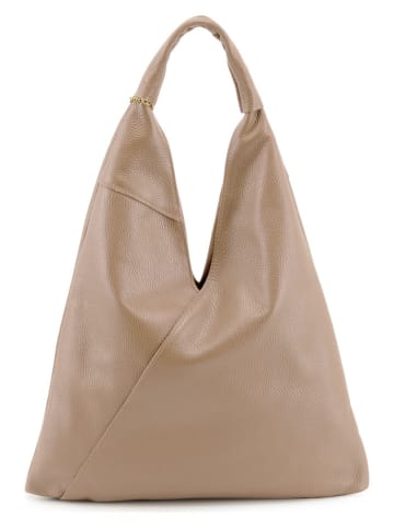 Anna Morellini Leren schoudertas "Chersilina" taupe - (B)40 x (H)48 x (D)2 cm