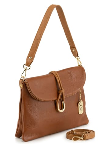 Anna Morellini Leren schoudertas "Gelita" cognackleurig - (B)32 x (H)22 x (D)5 cm