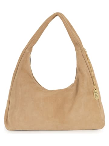 Anna Morellini Skórzana torebka "Lucrita" w kolorze beżowym - 42 x 49 x 18 cm