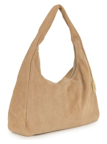 Anna Morellini Leder-Schultertasche "Lucrita" in Beige - (B)42 x (H)49 x (T)18 cm