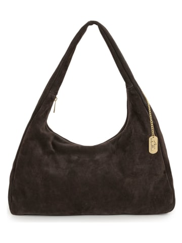 Anna Morellini Leder-Schultertasche "Lucrita" in Dunkelbraun - (B)42 x (H)49 x (T)18 cm