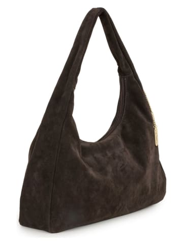 Anna Morellini Leder-Schultertasche "Lucrita" in Dunkelbraun - (B)42 x (H)49 x (T)18 cm