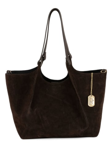 Anna Morellini Leren schoudertas "Lucria" donkerbruin - (B)35 x (H)27 x (D)19 cm
