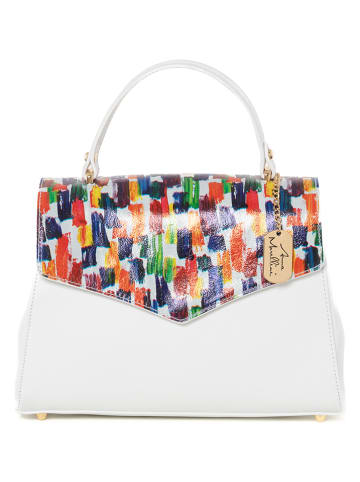 Anna Morellini Leder-Henkeltasche "Anna" in Weiß/ Bunt - (B)30 x (H)20 x (T)9 cm
