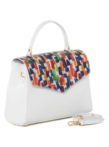 Anna Morellini Leder-Henkeltasche "Anna" in Weiß/ Bunt - (B)30 x (H)20 x (T)9 cm