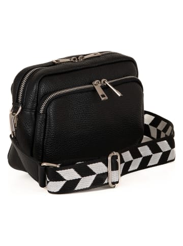 Anna Morellini Leder-Umhängetasche "Erminia" in Schwarz - (B)22 x (H)17 x (T)9 cm