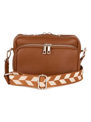 Anna Morellini Leder-Umhängetasche "Erminia" in Hellbraun - (B)22 x (H)17 x (T)9 cm