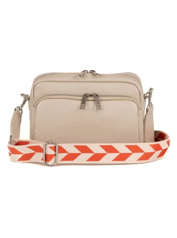 Anna Morellini Leder-Umhängetasche "Erminia" in Beige - (B)22 x (H)17 x (T)9 cm