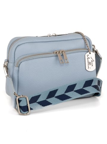 Anna Morellini Leder-Umhängetasche "Erminia" in Hellblau - (B)22 x (H)17 x (T)9 cm