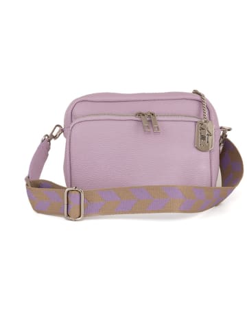Anna Morellini Leder-Umhängetasche "Erminia" in Lila - (B)22 x (H)17 x (T)9 cm