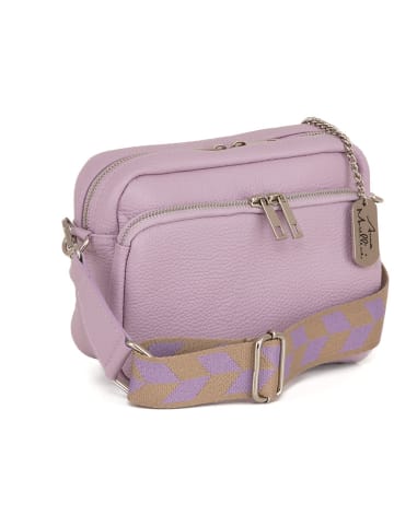 Anna Morellini Skórzana torebka "Erminia" w kolorze fioletowym - 22 x 17 x 9 cm