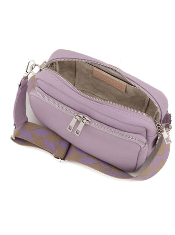 Anna Morellini Leder-Umhängetasche "Erminia" in Lila - (B)22 x (H)17 x (T)9 cm