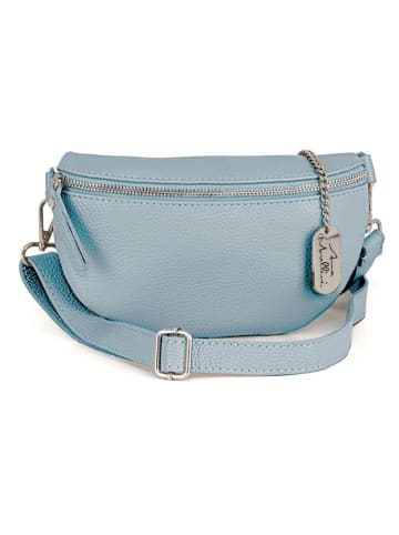 Anna Morellini Leder-Gürteltasche "Agnese" in Hellblau - (B)23 x (H)15 x (T)1 cm