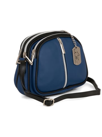 Anna Morellini Leren schoudertas "Desideria " donkerblauw - (B)22 x (H)15 x (D)6 cm