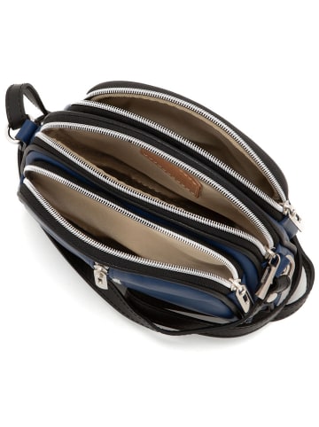 Anna Morellini Leren schoudertas "Desideria " donkerblauw - (B)22 x (H)15 x (D)6 cm