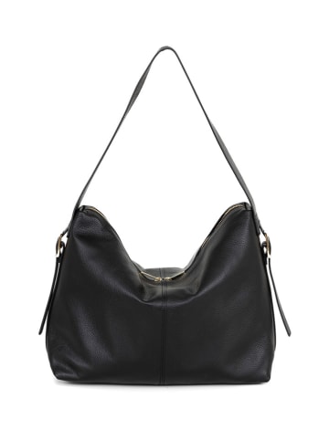 Anna Morellini Leder-Schultertasche "Gigliola" in Schwarz - (B)37 x (H)28 x (T)14 cm