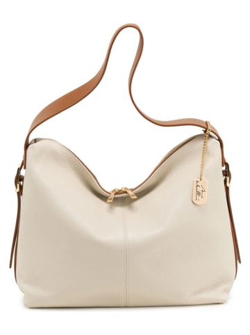 Anna Morellini Leder-Schultertasche "Gigliola" in Creme - (B)37 x (H)28 x (T)14 cm