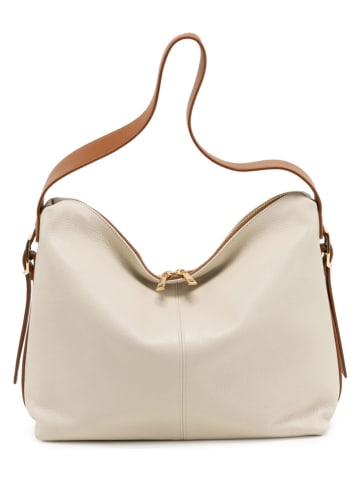Anna Morellini Leder-Schultertasche "Gigliola" in Creme - (B)37 x (H)28 x (T)14 cm