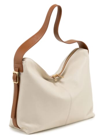 Anna Morellini Leren schoudertas "Gigliola" crème - (B)37 x (H)28 x (D)14 cm