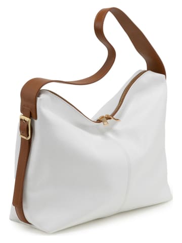 Anna Morellini Skórzana torebka "Gigliola" w kolorze białym - 37 x 28 x 14 cm