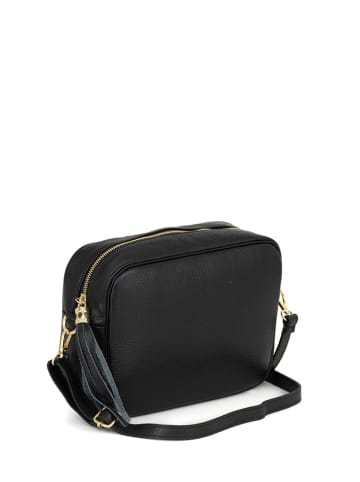 Anna Morellini Leder-Umhängetasche "Berta" in Schwarz - (B)28 x (H)20 x (T)10 cm