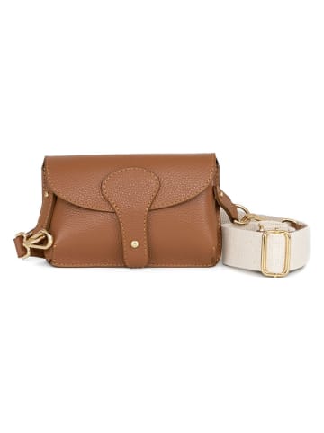 Anna Morellini Leder-Umhängetasche "Giusy" in Camel - (B)19 x (H)13 x (T)3 cm