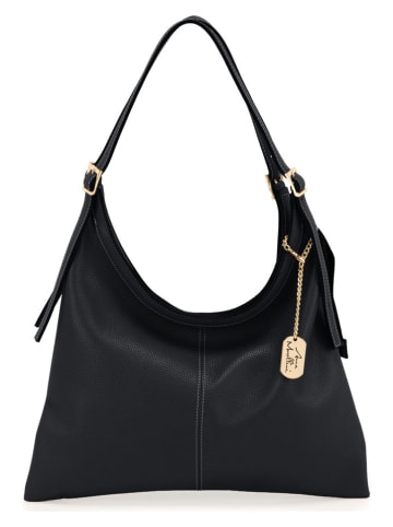 Anna Morellini Leder-Schultertasche "Sylviana" in Schwarz - (B)39 x (H)27 x (T)4 cm