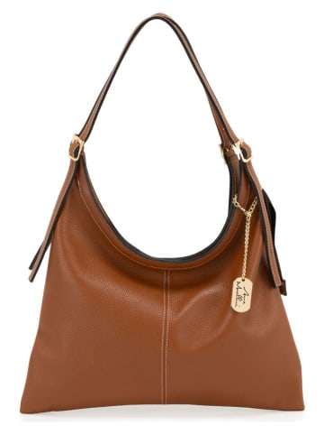 Anna Morellini Leren schoudertas "Sylviana" lichtbruin - (B)39 x (H)27 x (D)4 cm