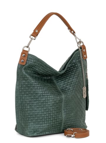 Anna Morellini Leren schoudertas "Adelfina" groen - (B)33 x (H)31 x (D)16 cm