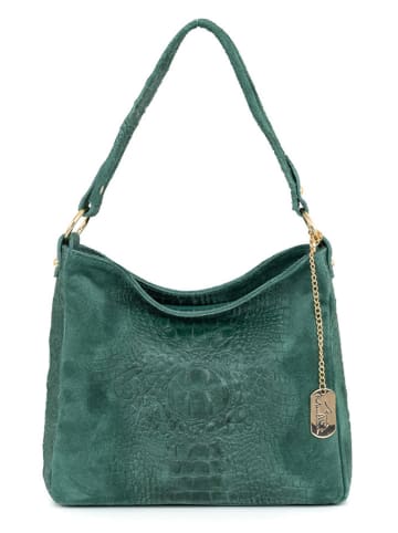 Anna Morellini Leren schoudertas "Linda" groen - (B)29 x (H)24 x (D)8 cm