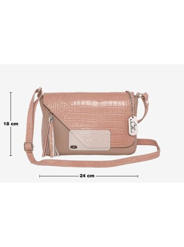 Anna Morellini Leder-Umhängetasche "Lola" in Altrosa - (B)24 x (H)18 x (T)6 cm