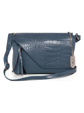 Anna Morellini Leder-Umhängetasche "Mirta" in Blau - (B)24 x (H)18 x (T)6 cm