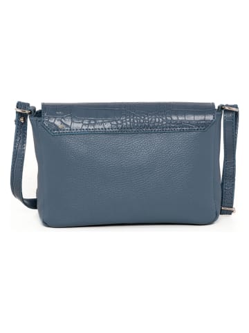 Anna Morellini Leder-Umhängetasche "Mirta" in Blau - (B)24 x (H)18 x (T)6 cm