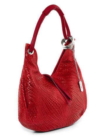 Anna Morellini Leder-Schultertasche "Concetta" in Rot - (L)38 x (B)10 x (H)34 cm