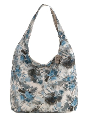 Anna Morellini Leren schoudertas "Guglielma" blauw/wit - (B)43 x (H)32 x (D)14 cm