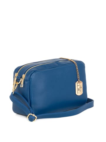 Anna Morellini Leder-Umhängetasche "Pippa" in Blau - (B)25 x (H)16 x (T)6 cm