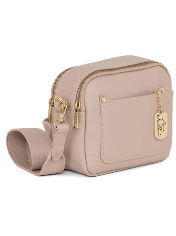 Anna Morellini Leder-Umhängetasche "Aldina" in Beige - (B)22 x (H)18 x (T)11 cm