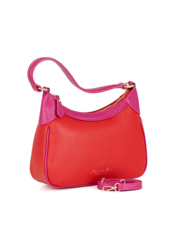 Anna Morellini Leder-Schultertasche "Sabbatina" in Rot - (B)30 x (H)20 x (T)12 cm